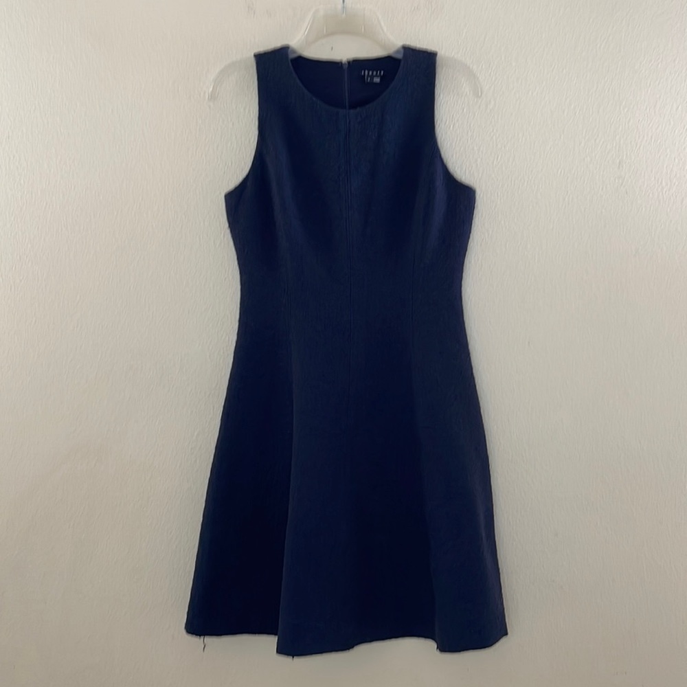 Theory Black Udela Textured Fit And Flare Crew Neck Sleeveless Dress Sz 6